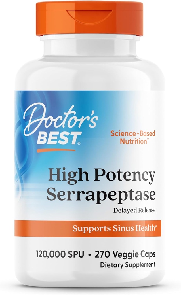 Arstid Parim Kõrge Potency Serrapeptase, Toetab Sinus Tervis, Non-GMO, Vegan 270 Veggie Caps