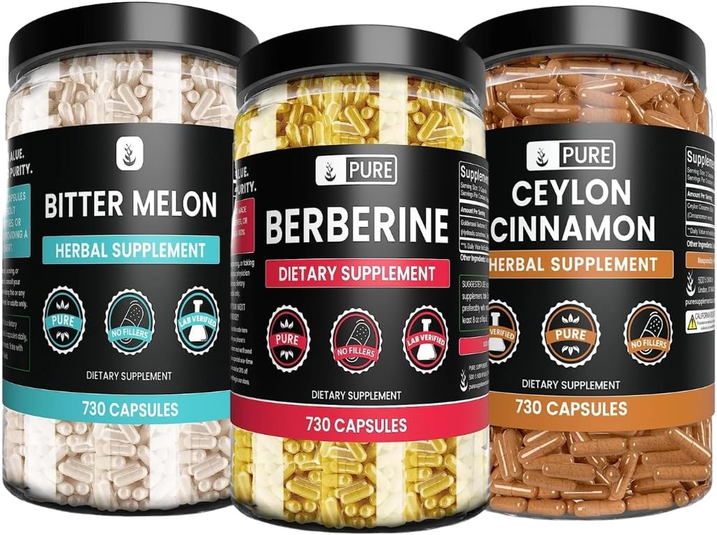 Puhtad originaalkoostisosad Berberiin, Mõru melon ja Ceylon Cinnamon kapslite komplekt (730 kapslit) Ei magneesiumi ega riisi täiteaineid