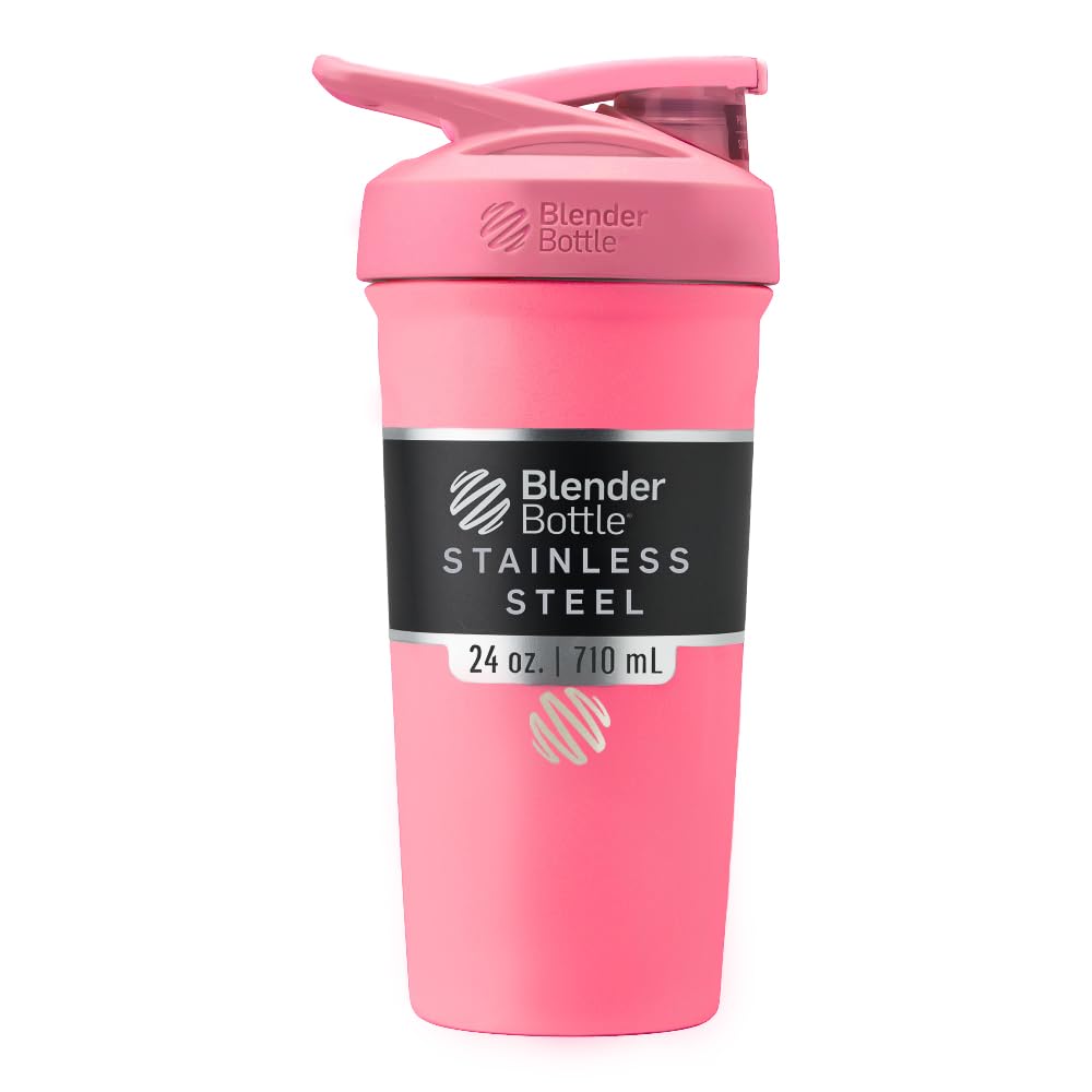 BlenderBottle Sport Isoleeritud roostevabast terasest raputuspudel traadi viskiga, 24-Ounce, Pink - proteiini raputamine ja hüdraat sportlastele ja fitness entusiastidele, lihtne segamine, hoiab joogid külmad, lukustatavad Lid