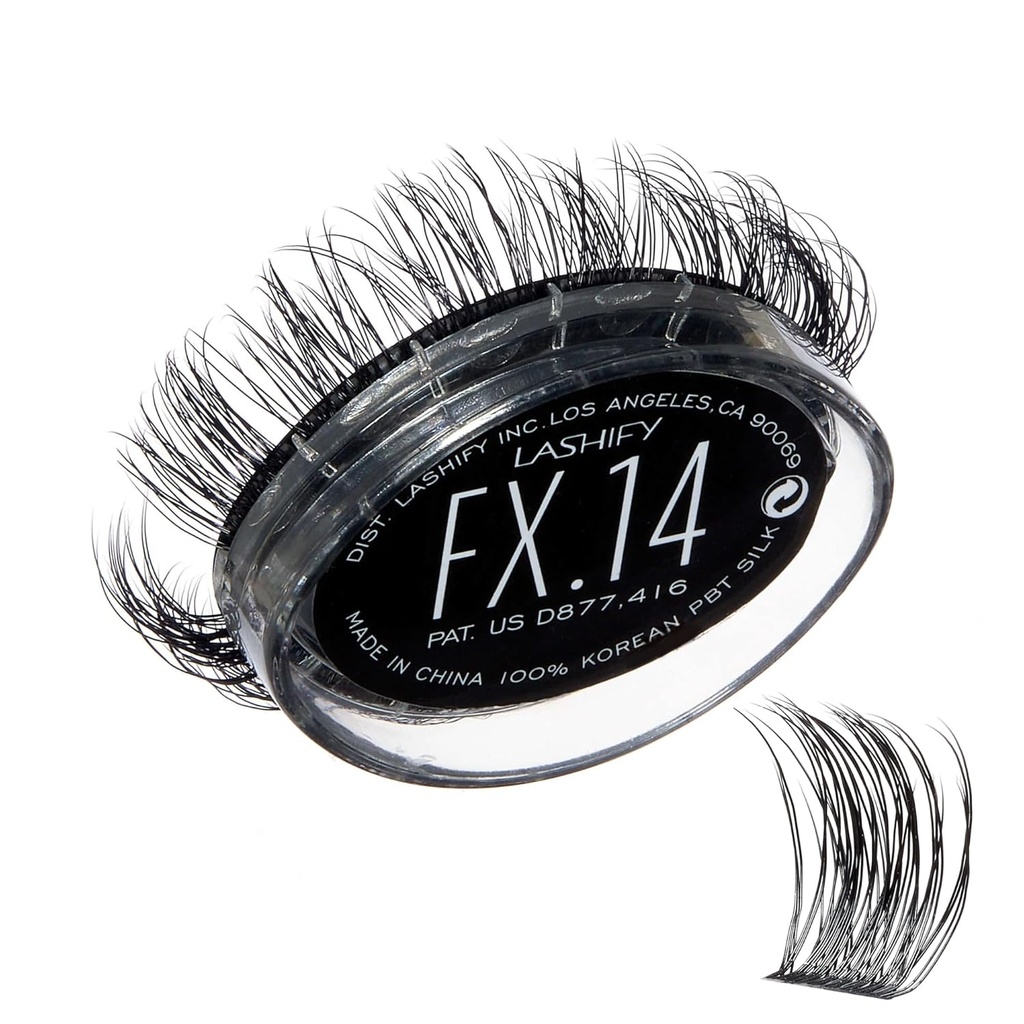 Lashify Fluffy FX 14mm Gossamer DIY ripsmepikendused Täitke uuesti, kõige kurnavam ja lamedam välimus, must, lihtne vale ripsmed