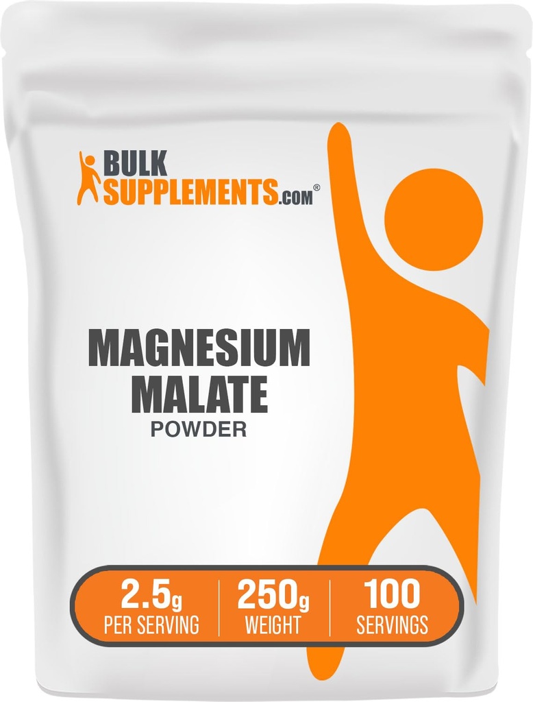 BulkSupplements.com Magneesiummalaatpulber - magneesiumilisandid, kõrge biosaadavus - maitsestamata & gluteenivaba, 2,5 g serveerimise kohta, 250 g (8,8 oz) (pakk 1)