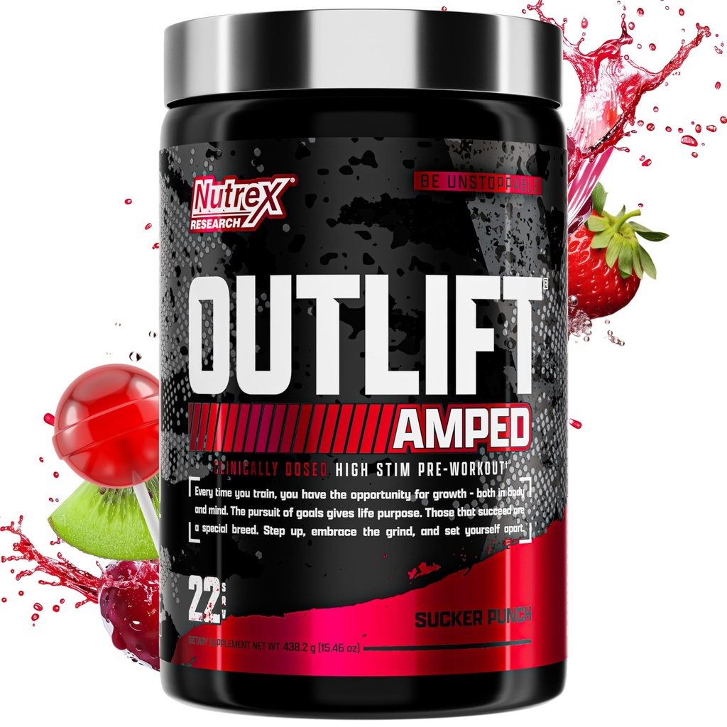 Amped Max Dosed High STIM Pre Workout Powder, 6G Citrulline, 3,2G Beeta-alaniin, Alpha GPC, CognatiQ, Extreme Energy, Massive Pumps, Tugevus, Elektrolüüdid, Nootropics, Fruit Punch, 22 Servings