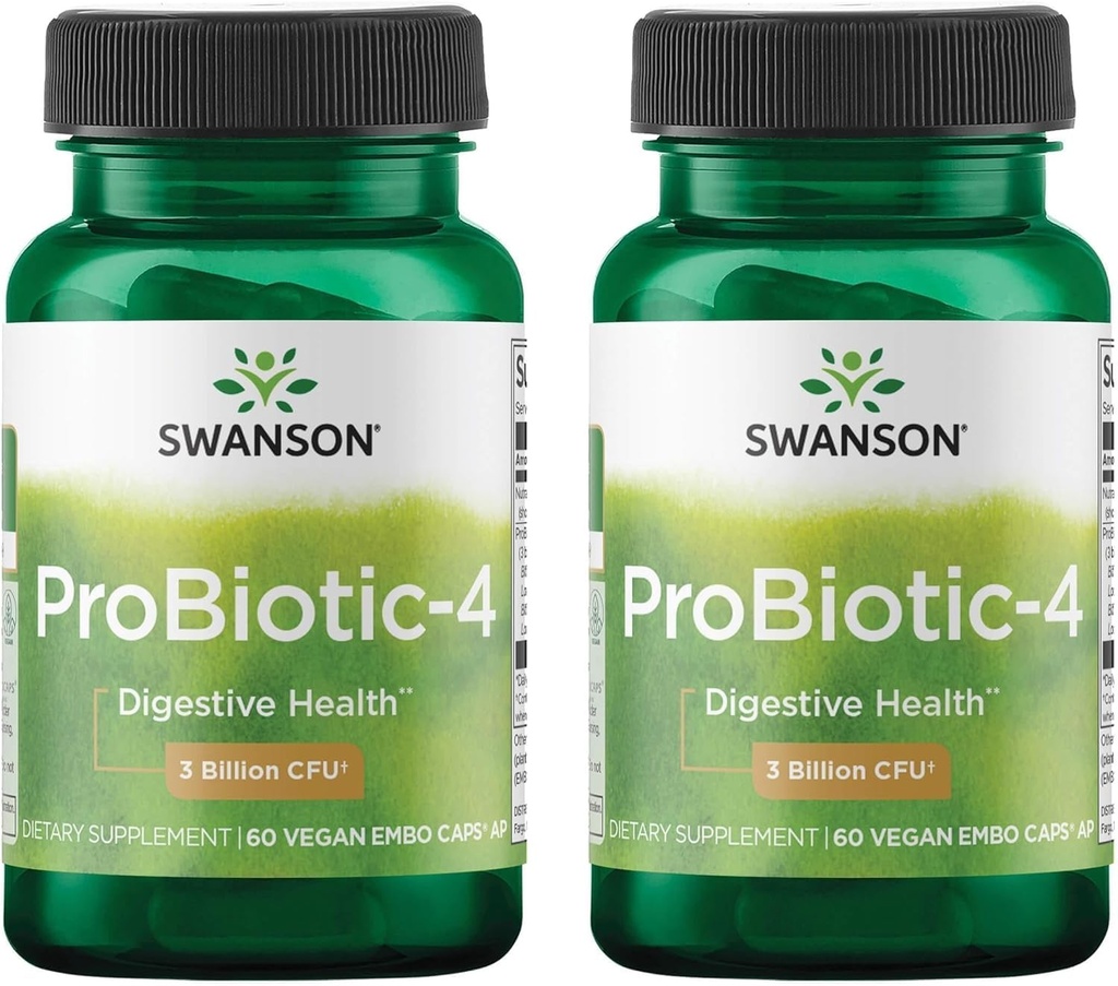 Swanson Probiootikum-4 3 miljardit Cfu 60 Veg Caps (2 Pack)