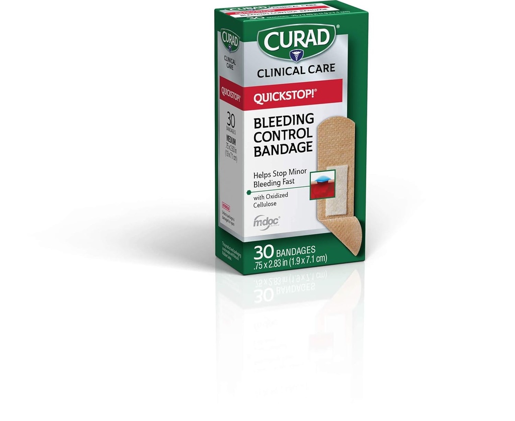 Curad Quickstop Flex-Fabric Bandages, Quickstop Bleeding Control Technology, 0,75" x 2,83, 30 Count (3. pakk)