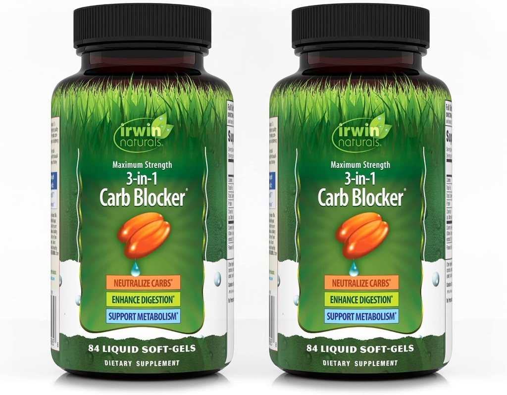 Irwin Naturals Maksimaalne tugevus 3-in-1 süsivesikute Blocker - 84 vedelat pehmet geeli, pakend 2 - neutraliseeri süsivesikud - 84 kogu serveerimine