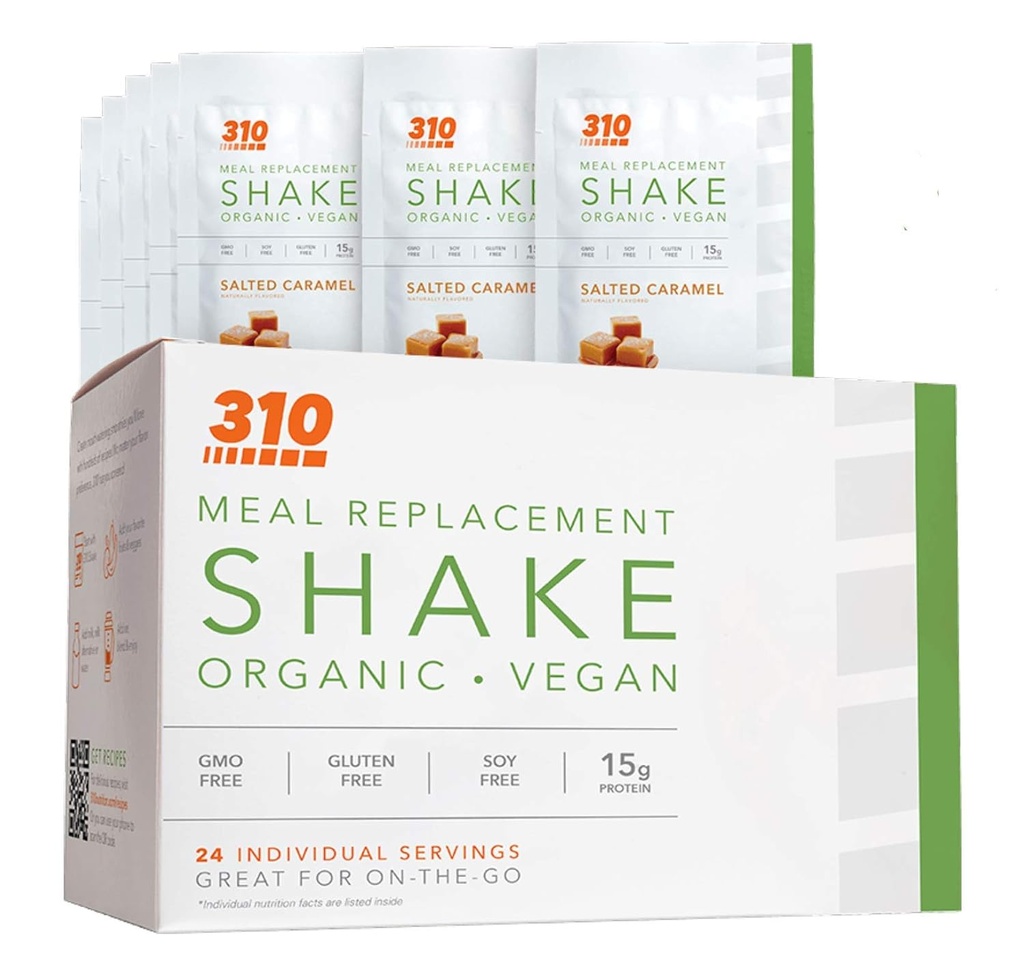 24 CT Orgaaniline raputuskast - Vegantaime valgu pulber ja söögikorra asendamine raputamine - 310 Toitumine - Gluteeni, piima ja sojavaba - 0g suhkrut | Keto ja Paleo sõbralik (soolatud karamell)