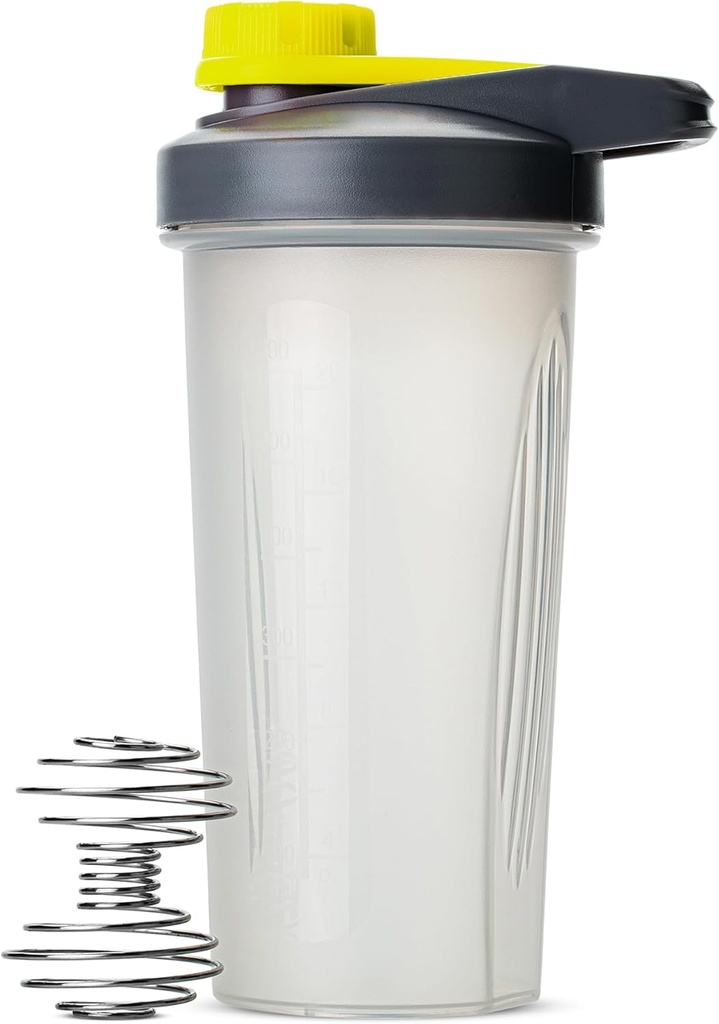 Hr Pen- Shaker pudelid valgu segud Twist Cap, 28 oz, Hall / kollane, Valgu Shaker Pudel Wire Whisk Ball