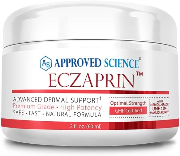 Heakskiidetud teadus Eczaprin Balm - 30% manuka mesi (UMF 10+), 5% kolloidne kaerahelbed - õrn valem kuivale, sügelevale nahale - kõigile nahatüüpidele - parabeenivaba, mitte-GMO, sojavaba, nisuvaba - 2 fl. Oz.