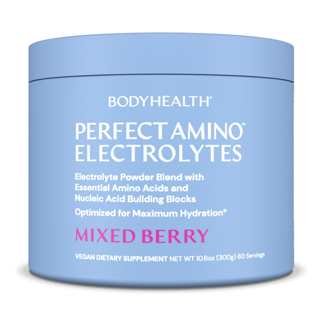 BodyHealth PerfectAmino Elektrolüüdid Pulber Ei Suhkrut, Keto Suhkru Vaba Paastumine Elektrolüütide Joogi Segu, Hüdropulber Jälje mineraalidega - Segatud Marja - 60 Servingut