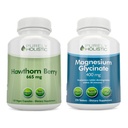 Puhtalt holistiline Hawthorn Berry 665mg + magneesiumglütsinaat 400mg + 150 kapslit & 270 tabletti - Vegan Bundle - valmistatud USA-s
