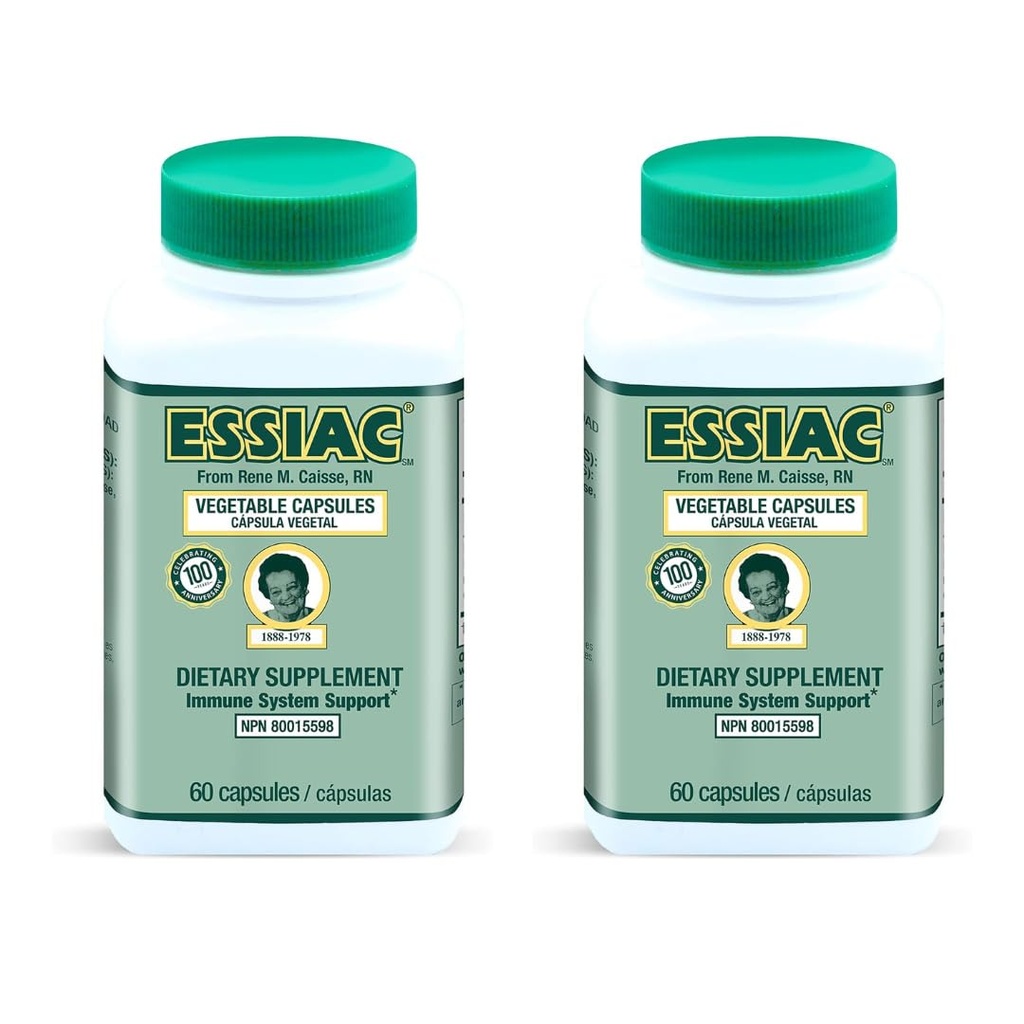 Essiac Tea All-Natural Herbal Extract kapslid – 60 kapslit | Võimas antioksüdant segu, mis aitab edendada üldist tervist ja heaolu | Algne valem alates 1922 (pakk 2)