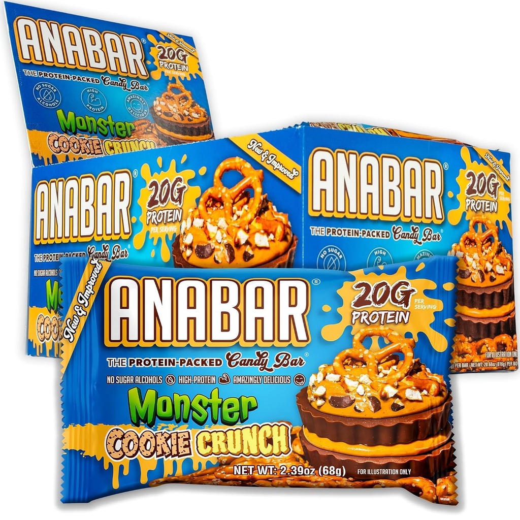 Anabar Protein Bar, Valk-Packed Candy Bar, Amazing Maitsev Valk Baar, Ei Suhkrualkoholid, Kõrge Valk, Amazingly Maitsev (12 Bars, Piima Šokolaad Monster Cookie Crunch)