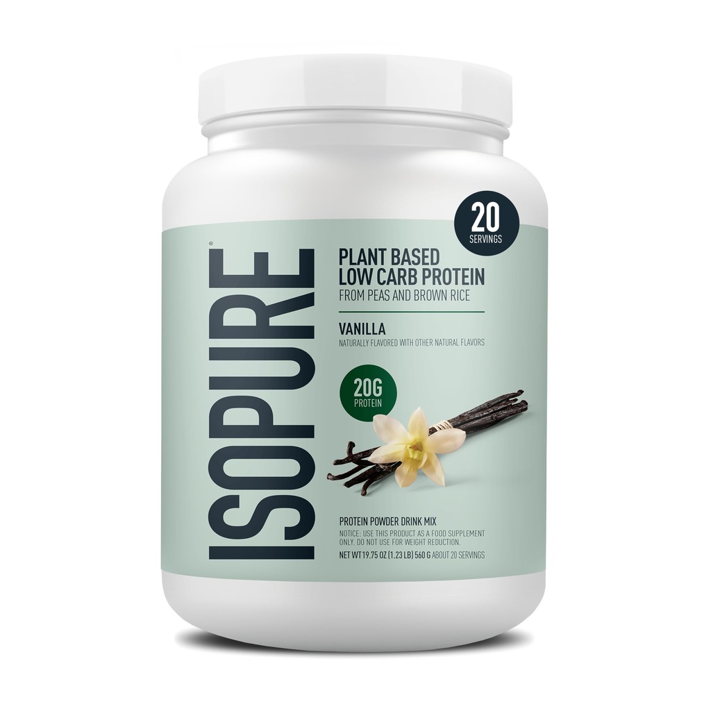 Isopure Taimepõhine Valgupulber, Laktoosivaba, Gluteenivaba, Rauaga, Vanilla, 20 g Taimevalku Serveri kohta, 1.23 Lbs, 20 Servingut