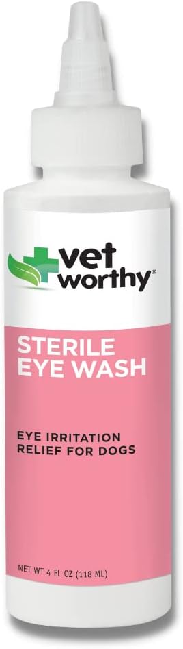 Vet Worthy Eye Wash koertele - õrn silmade puhastuslahendus koertele pisarate pleki ja silmade ärrituse vältimiseks - koera silmade puhastaja pisarate plekkide, mustuse ja silmade tühjendamiseks - 4oz