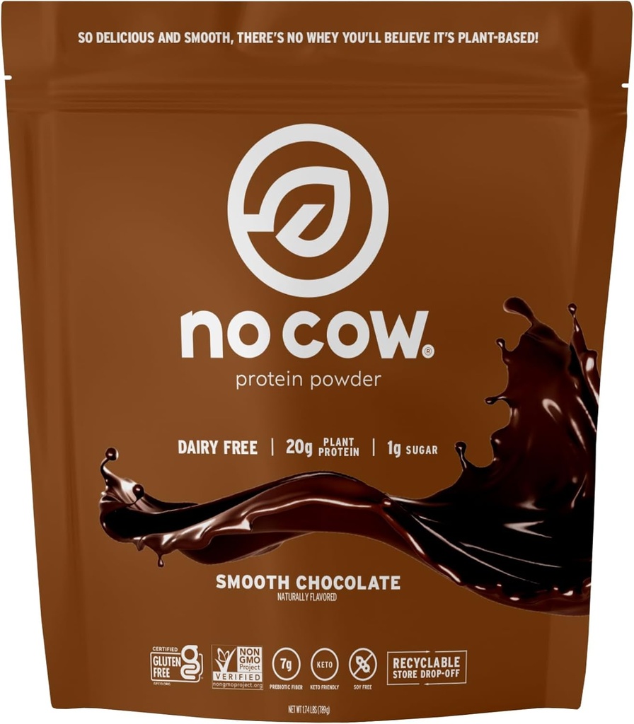Lehmaveganvalgu pulber, šokolaad, 20 g taimset valku, ringlussevõetav kott, piimavaba, sojavaba, suhkrulisandita, Keto sõbralik, gluteenivaba, looduslikult magustatud, Non GMO, Kosher, 1,74 naela