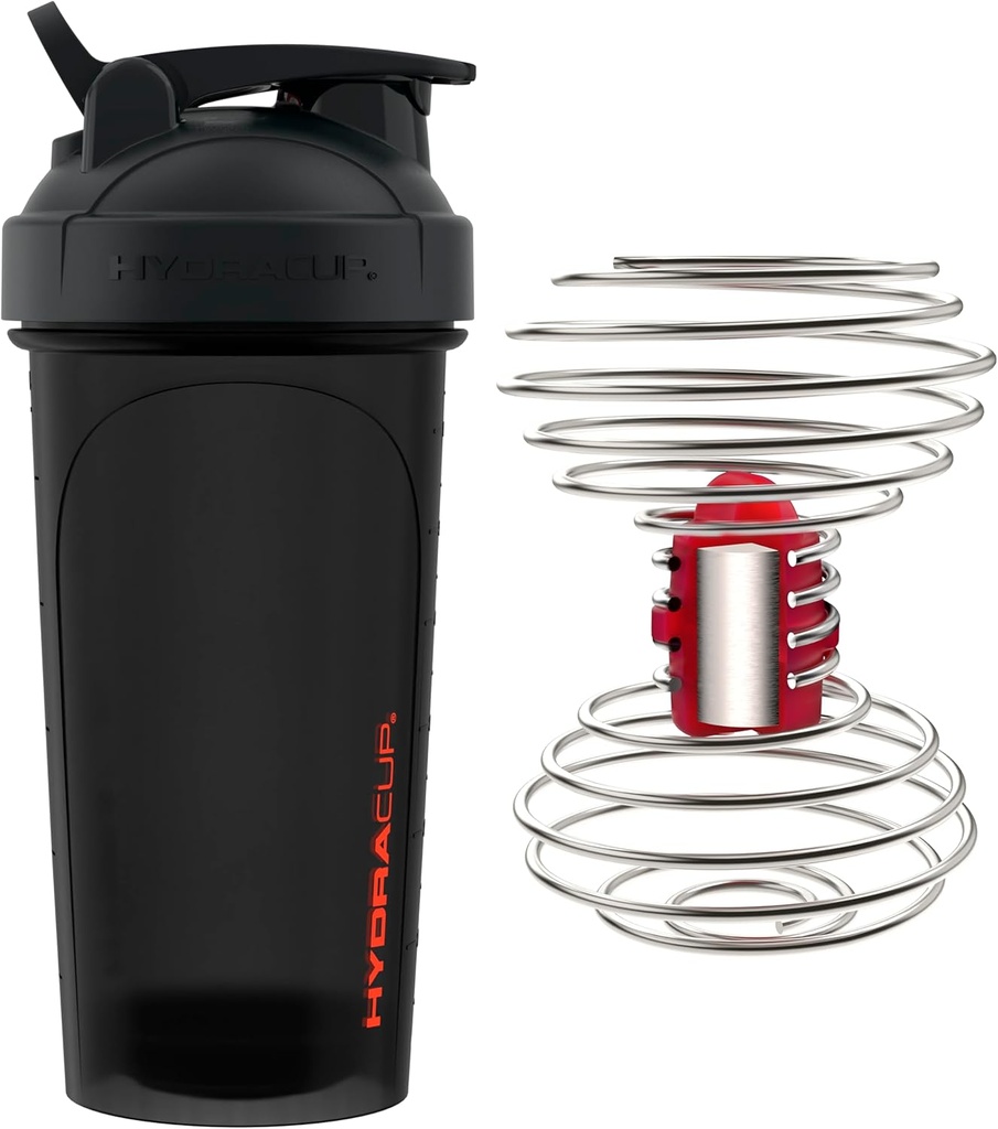 HydraCup Power Shaker w / Weighted Whisk, 28oz - kiire segamine, vähem raputamine nõutav, Clump-Free Protein Shakes, Shaker Cup (polüpropüleen, must)