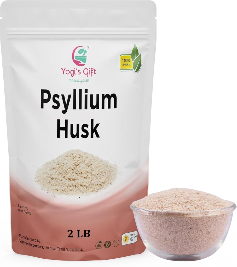 Psyllium Husk Terve 2 lb (32Oz), Kasutamine smuutides, keetmine ja küpsetamine, Maitsestamata, Fine Ground, 100% looduslik, Non GMO, poolt Yogi's Gift®