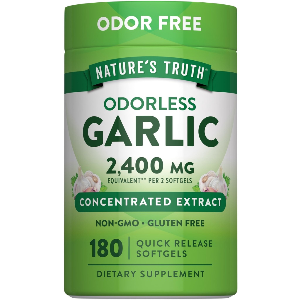 Looduse Tõde Lõhnatud Küüslaugu Softgels | 2400mg | 180 Count | Mitte-GMO & Gluteeni tasuta toidulisand