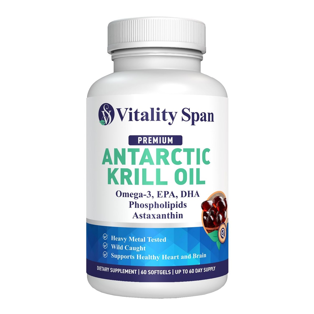 Krill Oil Omega 3 Astaksantiin Koliin DHA EPA, Superior Absorption, Extra Tugevus, No Fish Oil Aftertaste, Heavy Metal Tested, Small Size Softgels, 500mg