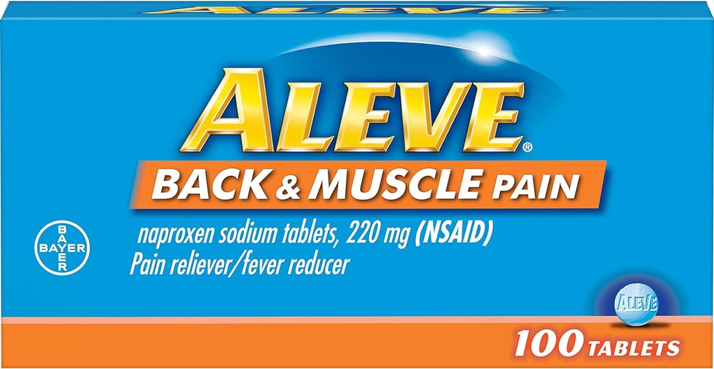 Aleve Back ja lihasvalu tabletid, kiire tegutsemine kogu päeva suunatud peavalu, lihaste ja seljavalu leevendamiseks, Naproxeni naatriumkapslid, 220 mg, 100 loend