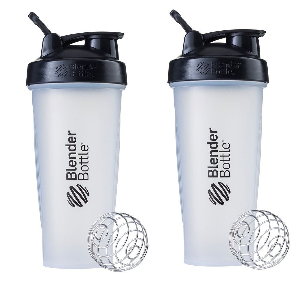 BlenderBottle Classic Shaker Bottle Perfect Protein Shakes ja Pre Workout, 28oz, Clean / Black (Pack of 2)