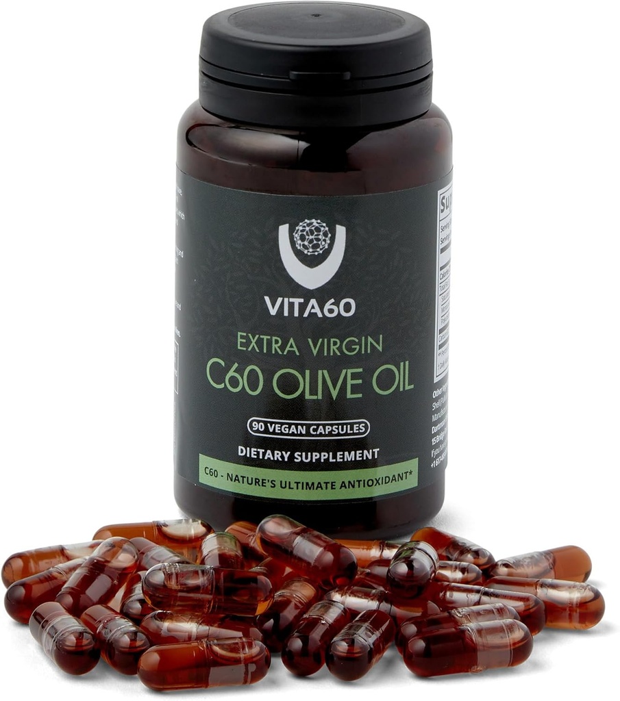 C60 õlikapslid | Vanuse kaotamise vitaalsus ja antioksüdandi tugi | 99,99% puhas lahustivaba C60 | orgaaniline õli | vegansõbralik | Superior klienditeenindus (oliiviõli)