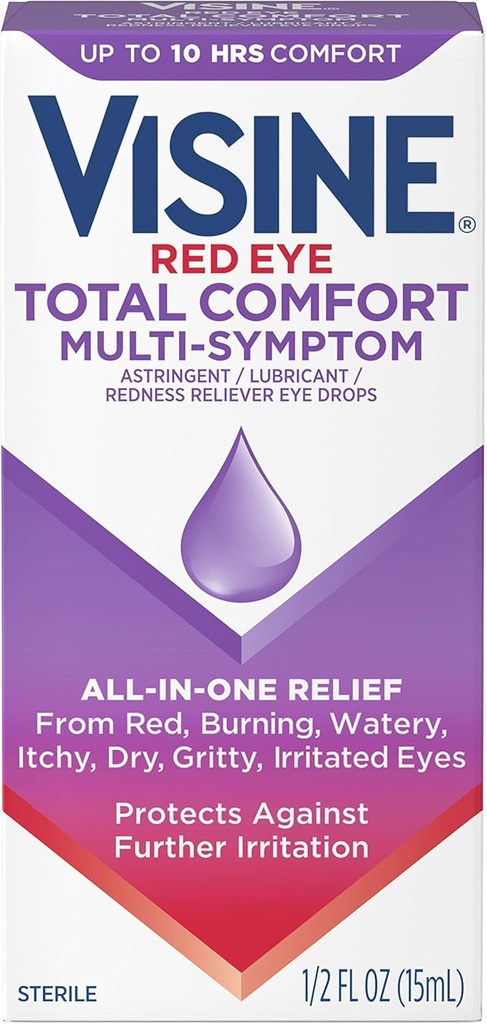 Visine Multi-Symptom silmatilgad - kokkutõmbuv, määrdeaine ja punetuse leevendaja ärritunud, kuivadele, punastele silmadele - 0,5 fl. oz