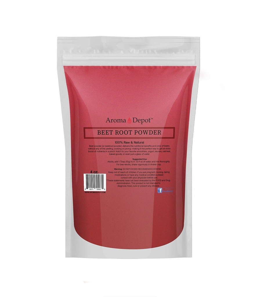 Beet Root Powder 4oz poolt Aroma Depot Toores & Non-GMO I Vegan & Gluteenivaba I Lämmastikoksiidi Booster I Suurendab Stamina ja suurendab Energia I I I immuunsüsteemi Booster I 100% looduslik