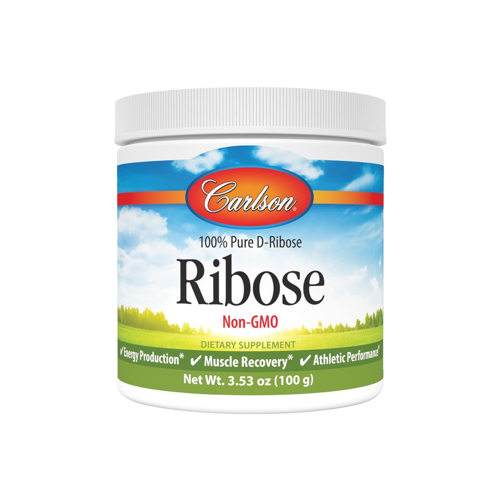 Carlson - Riboos, 100% puhas D-Riboos, mitte-GMO, energia tootmine, lihaste taastamine ja sportlik jõudlus, 3,53 oz (100 g)