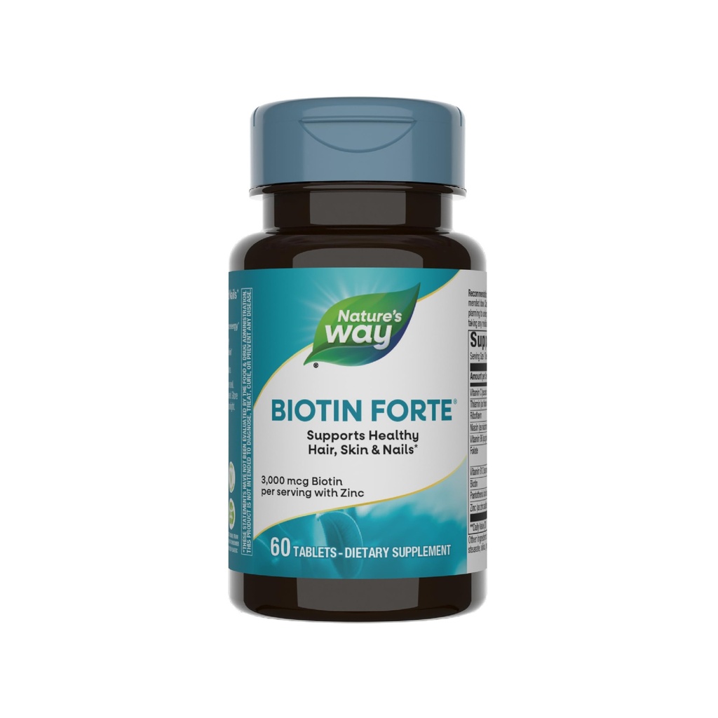 Nature's Way Biotin Forte, toetab tervislikke juukseid ja nahka *, energia ja närvifunktsiooni *, 60 tabletti
