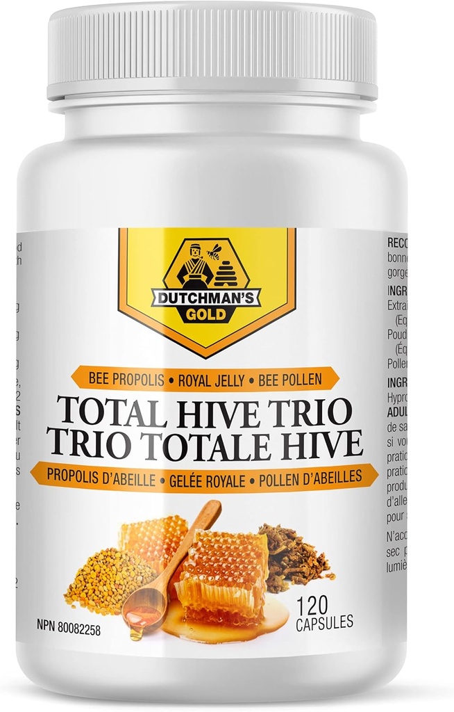 Hollandlase kuldne taru Trio kapslid - 120 Veg Caps umbes 30-60 Servings - Bee Pollen Royal Jelly & Propolis Supplement - Superfoods for Antioksüdant Immune Support - Natural Honey Mix
