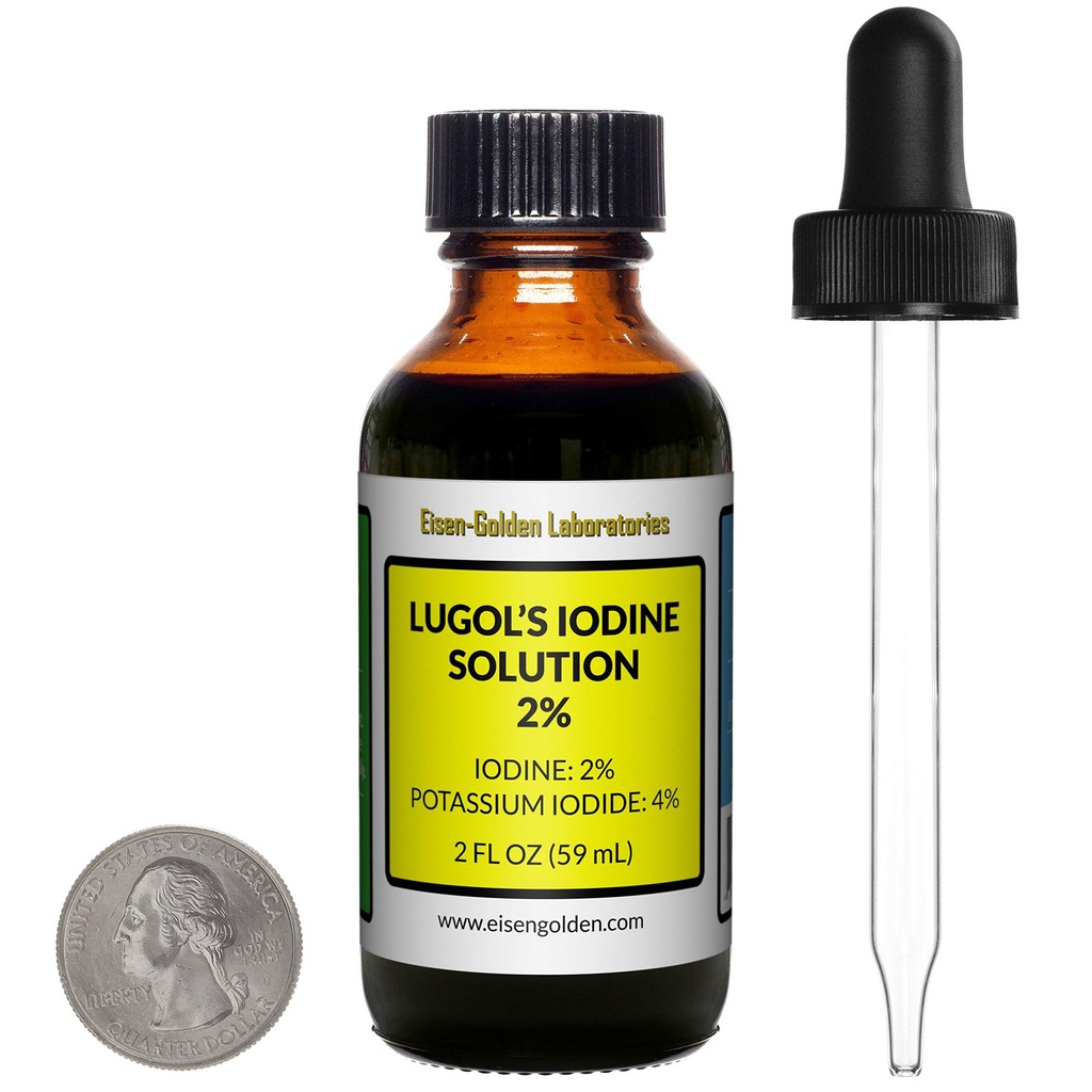 Lugoli jood / 2% lahus / 2 Oz merevaigust klaasist pudelis / tasuta tilguti