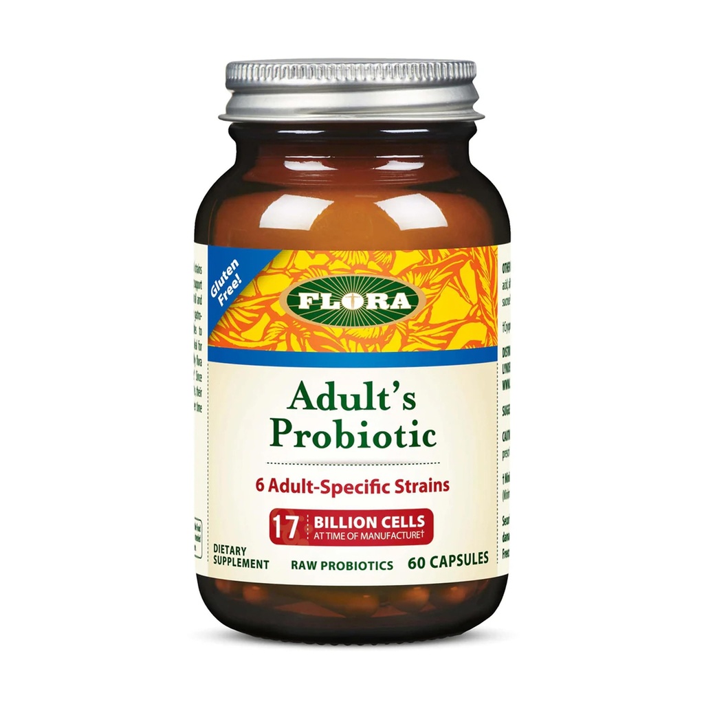 Flora täiskasvanute probiootikum - taimetoitlane igapäevane probiootikum soolestikule ja seedetrakti tervisele - sisaldab Lactobacillus & Bifidobacterium - 17 miljardit CFU - gluteenivaba - hoida jahtunud - 60 kapslit