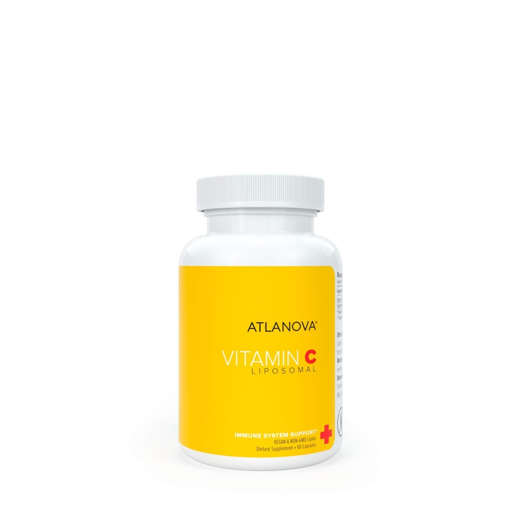 ATLANOVA True Liposomal Vitamiin C 1000mg Kapslid Vegan Parim looduslik mitte-GMO Valmistatud USA Antioksüdant Maksimaalne imendumine Immuunsüsteemi tugi ja kollageeni Booster Liposome Lab Formula Supplement