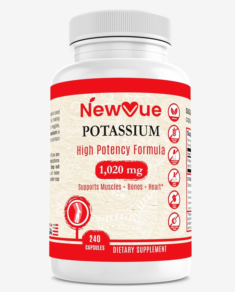 NewVue kaaliumilisand, 1020 mg, 120 serveerimist, 240 kapslit