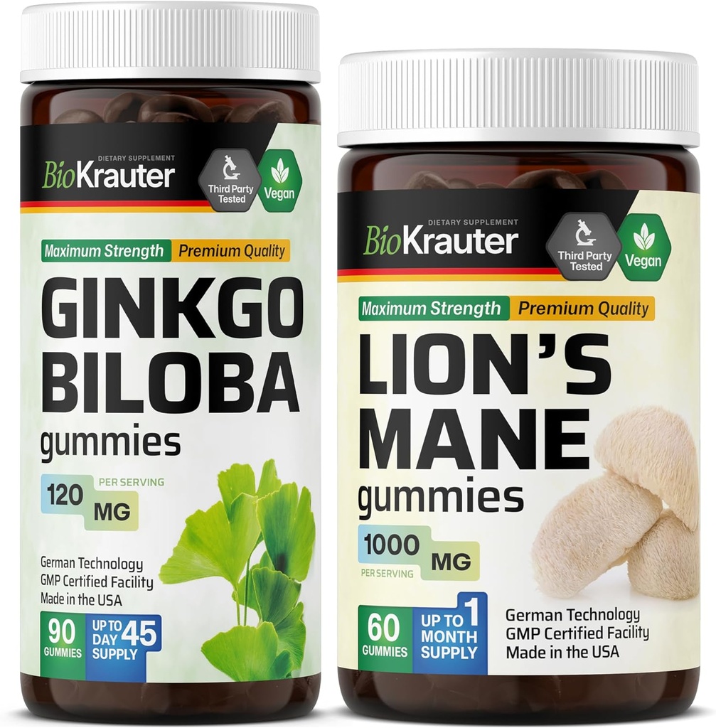 BIO KRAUTER Ginkgo Biloba 90 Gummies & Lõvi Mane 60 Gummies