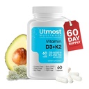 D3-vitamiin K2-5000iu D-vitamiini ja 100 mcg K-vitamiini lisandiga ühes kapslis maksimaalse biosaadavuse jaoks - suurendab kaltsiumi imendumist südame-veresoonkonna, immuunsüsteemi ja luude tervise jaoks (60 kapslit)