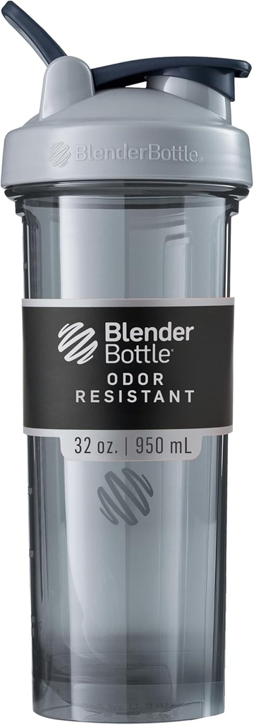 BlenderBottle Shaker Bottle Pro seeria sobib ideaalselt proteiini raputamiseks ja eeltreeninguks, 32-kordne, Pebble Grey