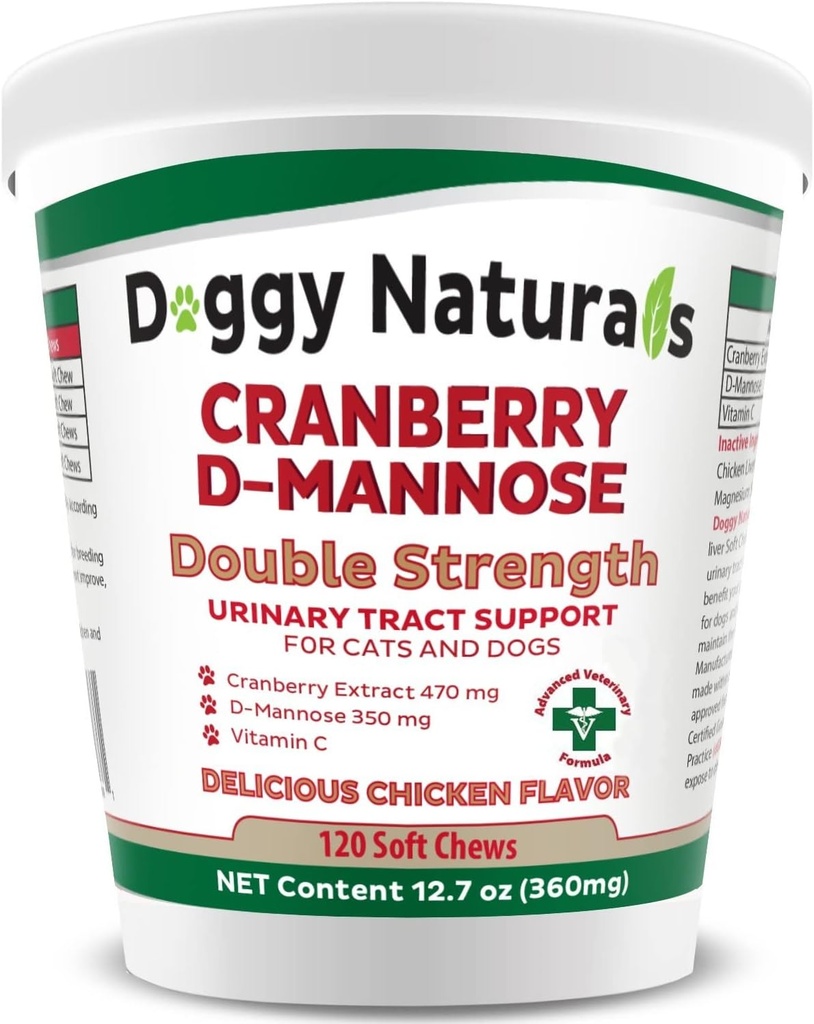 Cranberry D-Mannose koertele ja kassidele Kuseteede infektsioonide toetamine ennetab ja kõrvaldab UTI, kusepõie infektsiooni Neerude toetamine 11, 4 oz (kahekordne tugevus pehme närimine, 120 pehme närimine)