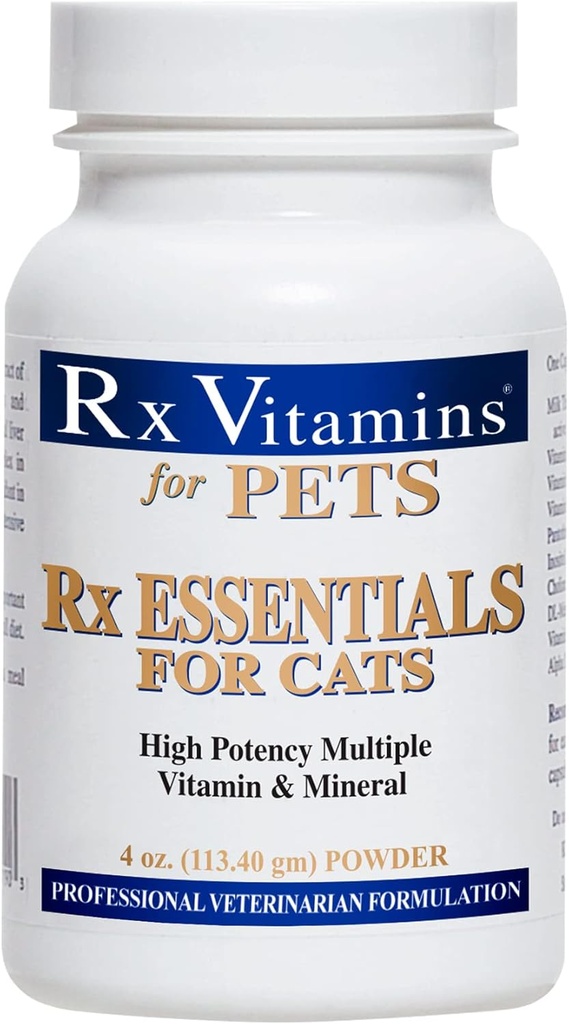 Rx Vitamiinid Essentials for Cats - Vitamiin ja mineraalsed multivitamiinilisandid - Lisa märjale või kuivale kassitoidule - Pulber 4 oz
