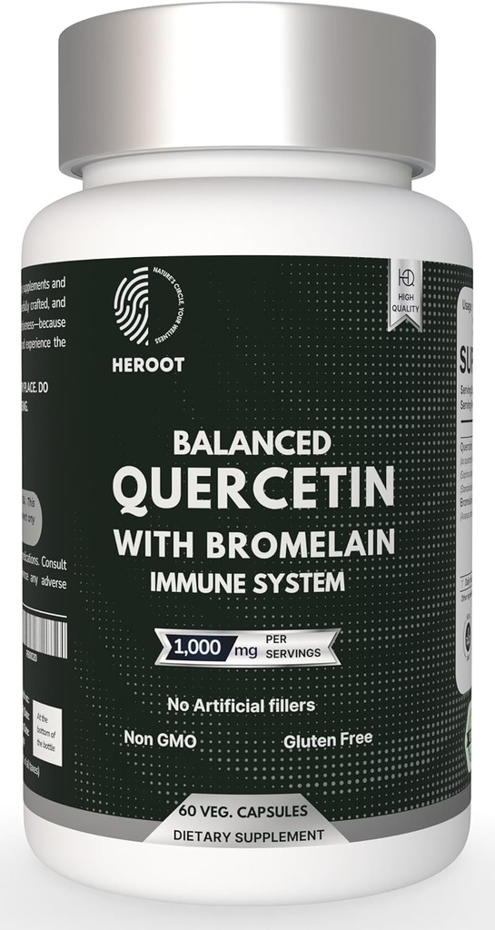 500 mg Quercetin Bromelain Kapslid: Hingamisteede toetamine Mitte-GMO | Gluteenivaba | Toetab üldist tervist ja heaolu (60 kapslit)