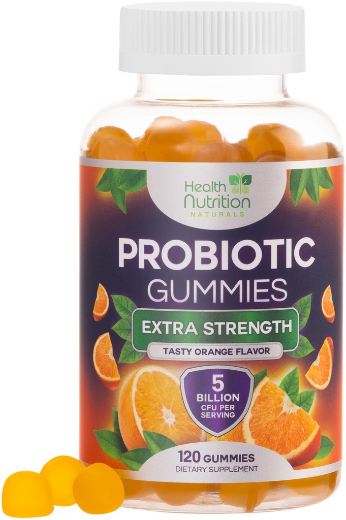Probiootilised Gummies 5 miljardit CFU - Diverse probiootilised tüved seedetrakti tervise ja soolestiku tugikummi naistele, meestele ja lastele, igapäevane probiootikumide täiendus immuunsuse toetamiseks, mitte-GMO, vegan, 120 Gummies