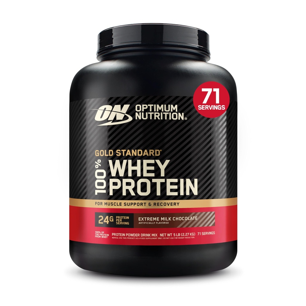 Optimum Nutrition Gold Standard 100% vadakuvalgu pulber, äärmuslik piimašokolaad, 5 naela (pakendamine võib varieeruda)