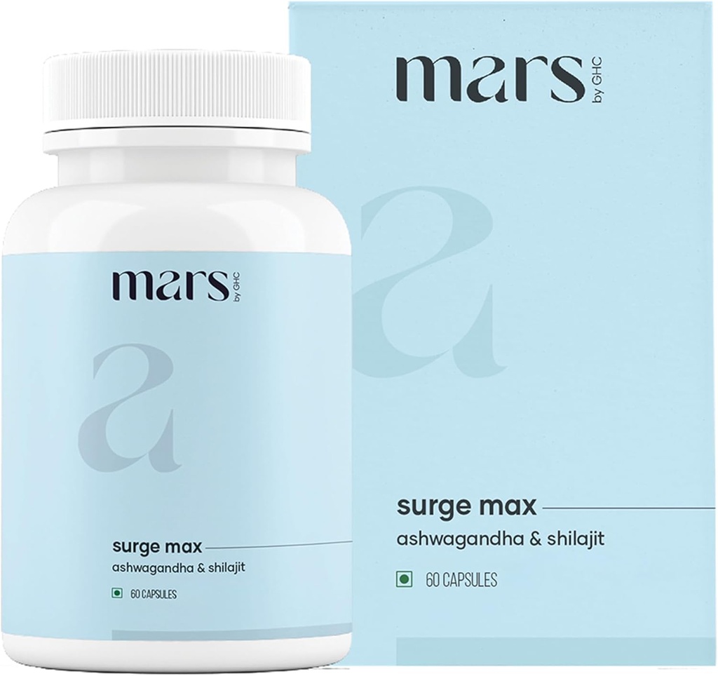 Mars Surgemax looduslikud kapslid Shilajit & Safed Musli | toetab energiat, jõudu ja immuunsust | aktiivse elustiili jaoks | 60 kapslit | 1 pakend