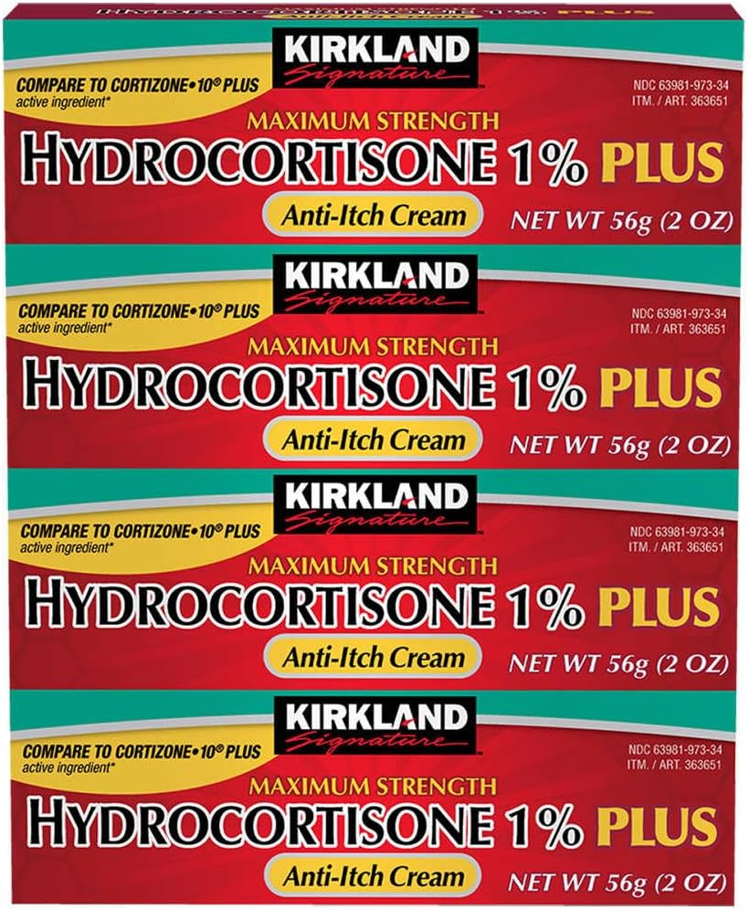 Kirkland Signature Maksimaalne tugevus Hüdrokortisoon Kreem 1% Aloe, 2-untsi (pakk 4)
