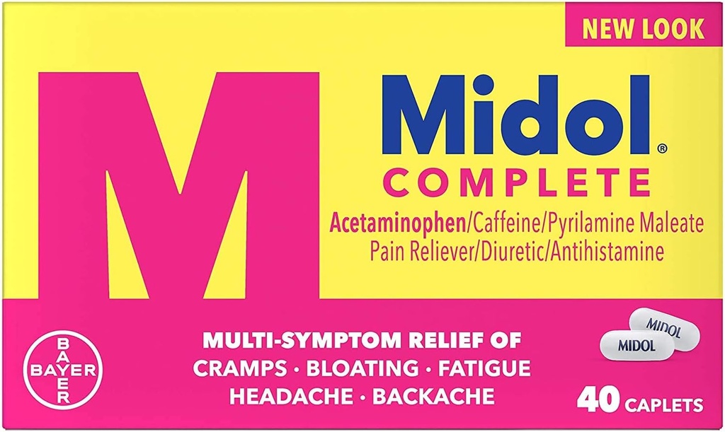 Midol Complete, menstruaalperioodi sümptomid leevendamine, Caplets, 40 Count, 2-Pack