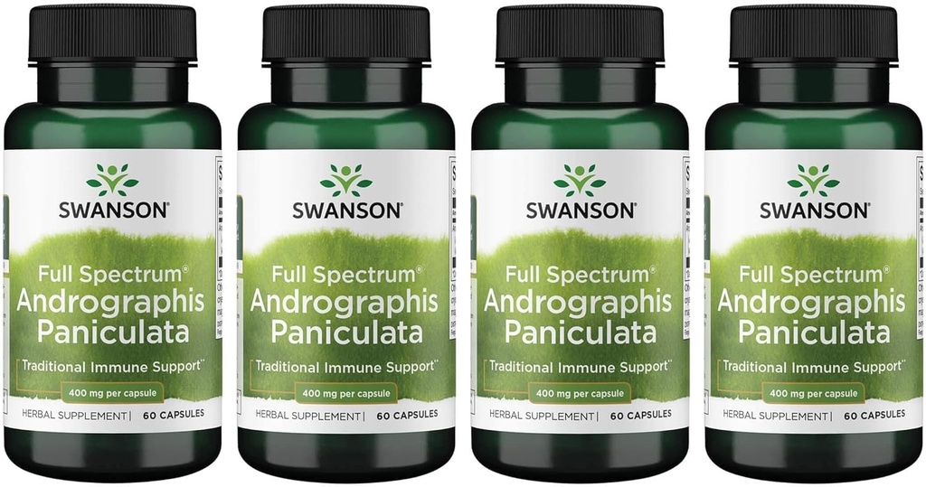 Swanson Full Spectrum Andrographis Paniculata 400 milligrammi 60 kapslit (4 pakendit)
