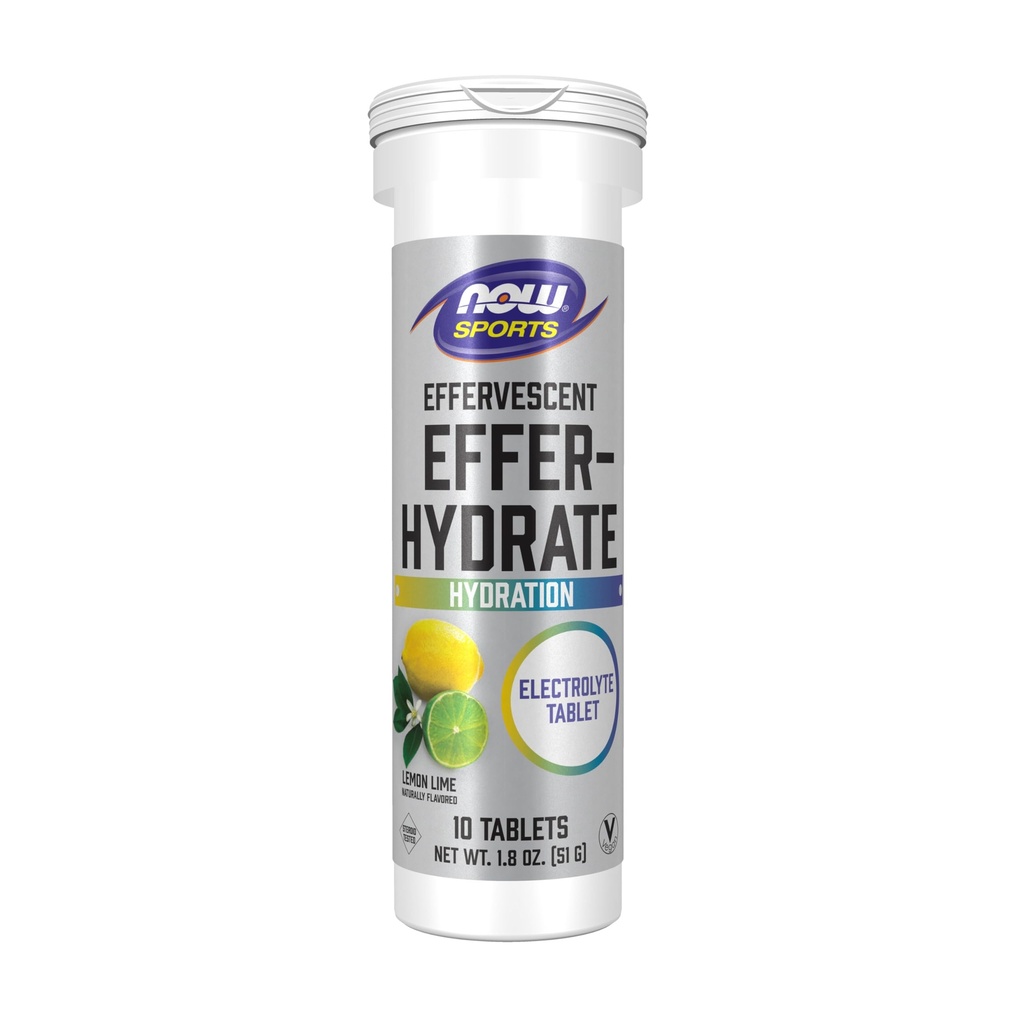 NOW Foods Sport Toitumine, kihisev Effer-Hydrate, elektrolüütide täiendus, taastumine *, sidruni lubi, 10 tabletti
