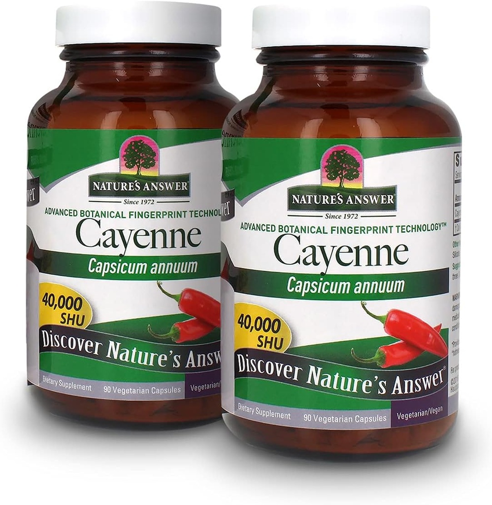 Looduse vastus Cayenne Pepper Powder Kapsli täiendus, 90-Count | Natural Metabolism Booster | Soodustab südame-veresoonkonna tervist | Aitab seedimist ja ringlust (2. pakk)