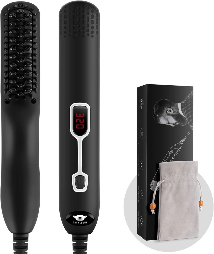 Beard Straightener Comb meestele - täiustatud professionaalne elektriline meeste habe sirgendamine Kuumutatud harja kaasaskantav Anti-Scald 5 reguleeritavat temperatuuri ja LCD-ekraani kandes kotti